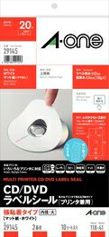 a-one CD/DVDラベル プリンタ兼用 マット紙タイプ 2面 10シート 29145