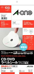a-one CD/DVDラベルシール プリンタ兼用マット紙 内径小 2面 50シート 29168