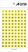 a-one 特殊ラベル 数字 9mm丸 蛍光黄 黒文字 3シート（1～100 各4片） 08085